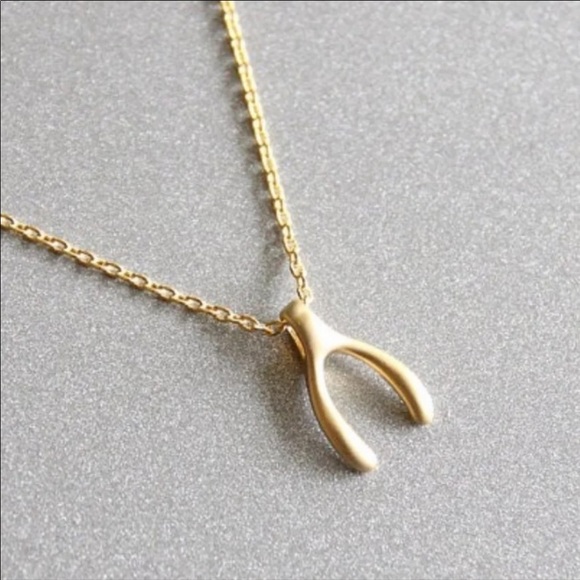 NWT Wishbone Dainty Pendant Necklace Gold - Picture 4 of 6